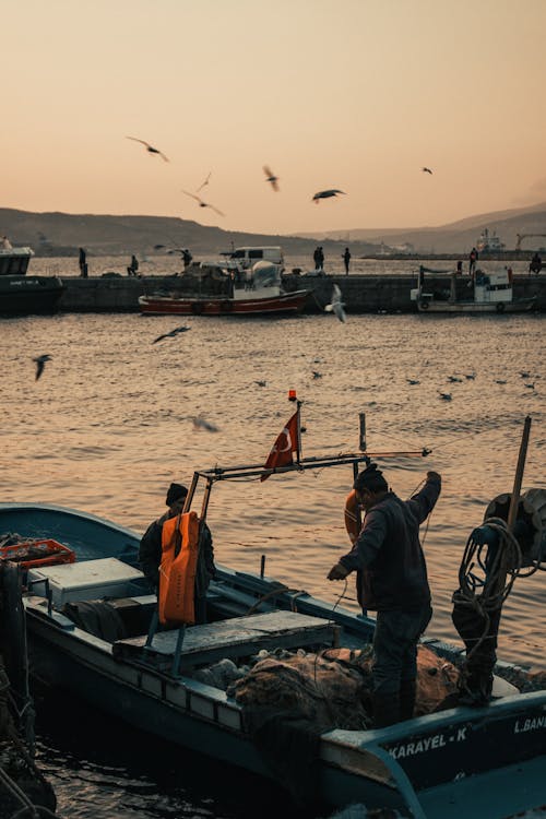 balıkçı teknesi, balıkçılar, deniz içeren Ücretsiz stok fotoğraf