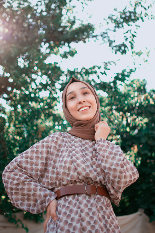 Beautiful Woman in Brown Hijab Smiling · Free Stock Photo