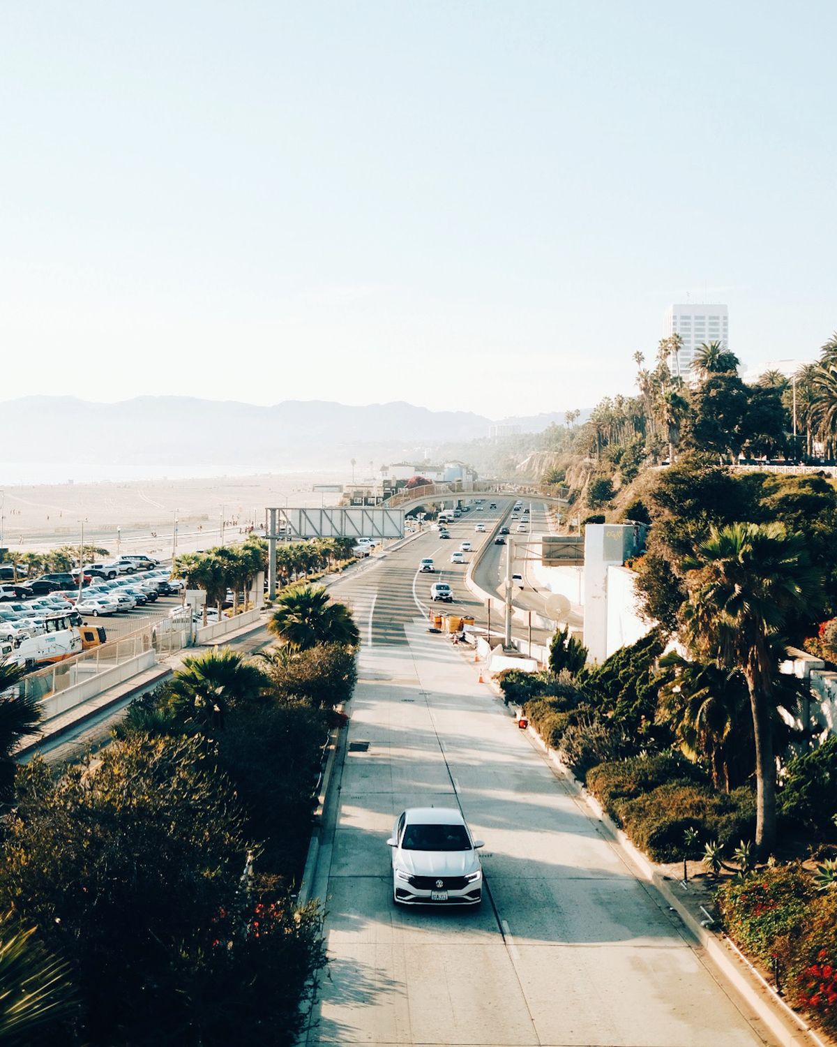 Cars on a coastal highway