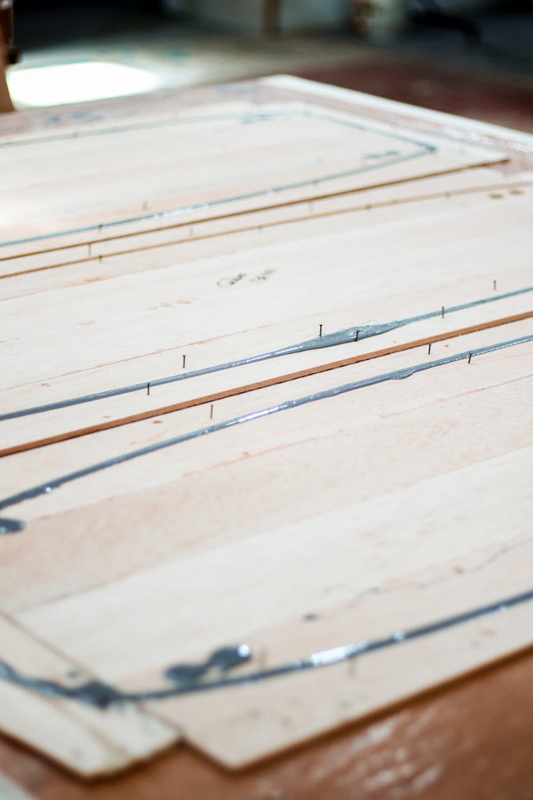 Abstract Photo Of Wooden Board With Painted Lines