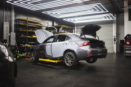 Gray Car in Auto Repair Shop