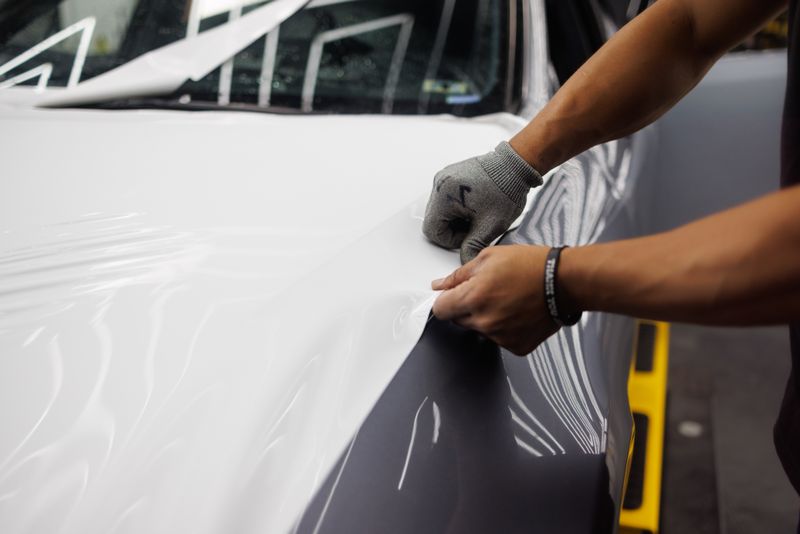 Commercial vehicle receiving a bold branded wrap