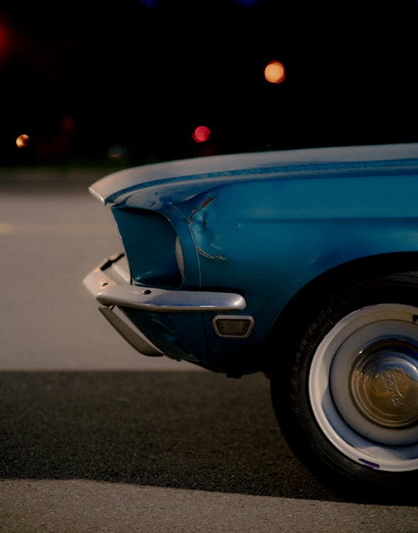 Damaged Blue Vintage Car