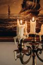 White Candles on Brass Candle Holder