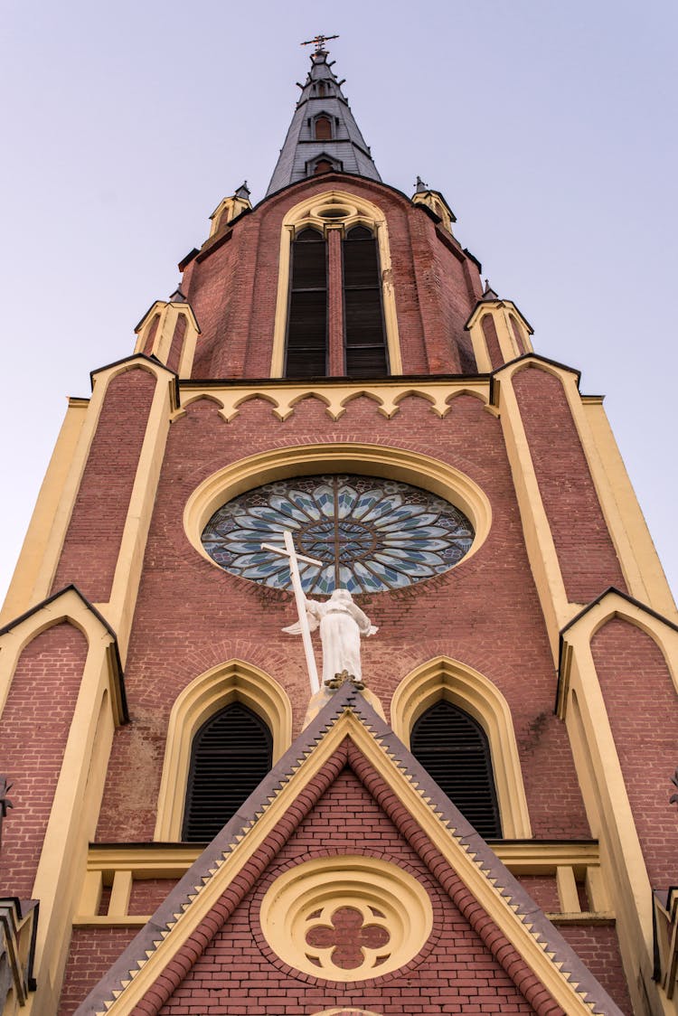 Low Angle Shot Of The Holy Trinity Catholic Church In Gervyaty, Belarus