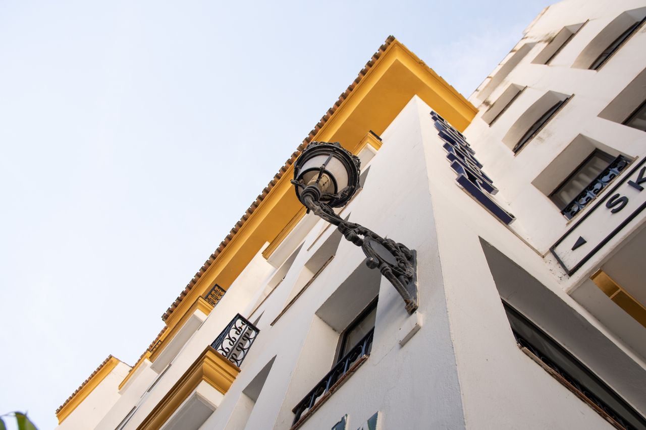architectural view of a building in spain from a low angle showcasing