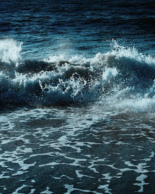 Waves Crashing on Beach Shore