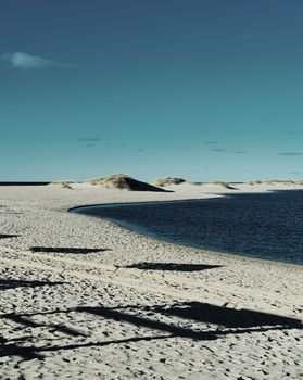 Peaceful beach with sand dunes along the Kaliningrad Oblast coast.