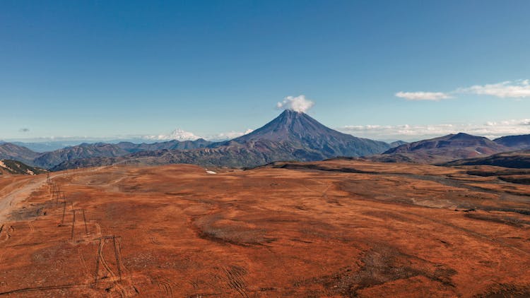 Klyuchevskaya Sopka Under Blue Sky