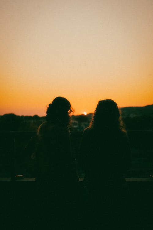 Free Back View of People during Sunset Stock Photo