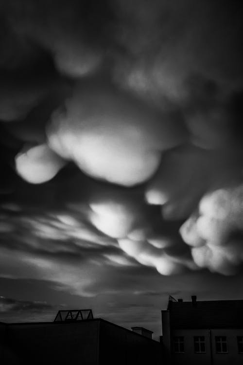 Grayscale Photo of Clouds in Sky