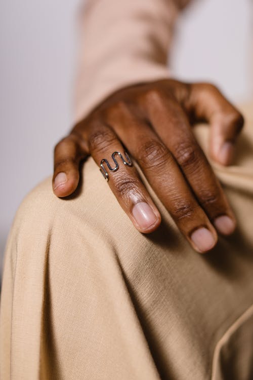 A Hand Wearing Silver Ring