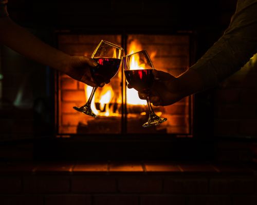 Friends toasting wine glasses