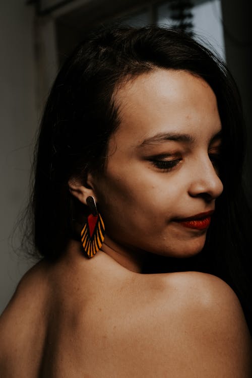 Free Topless Woman With Earring Stock Photo