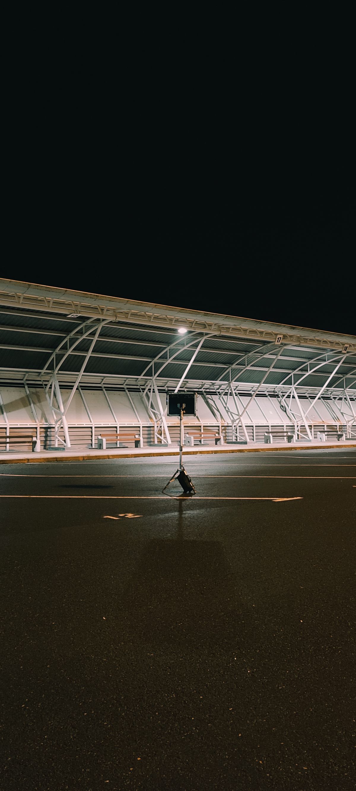 Commercial parking area at night