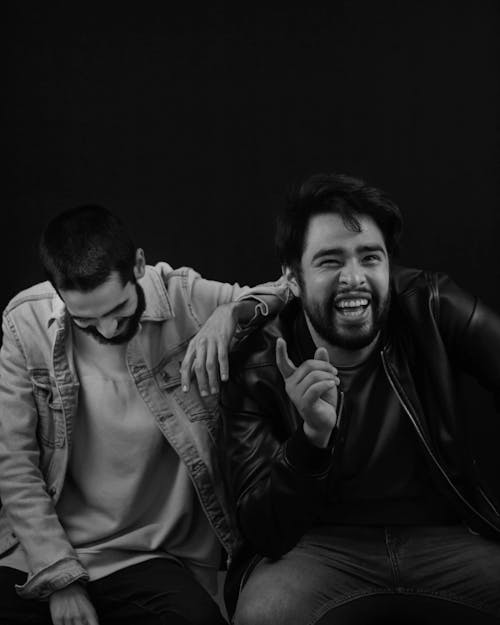 Free Grayscale Photo of Men Laughing Stock Photo