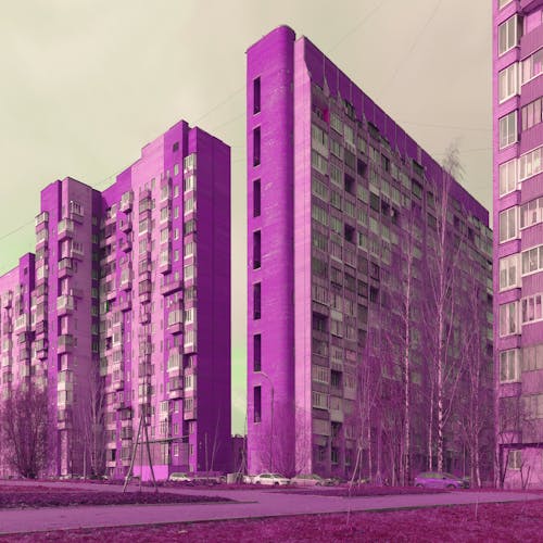 Purple and Gray High Rise Building