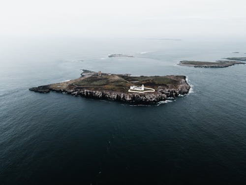 Aerial View of the Farne Lighthouse, Farne Islands, Northumberland, England
