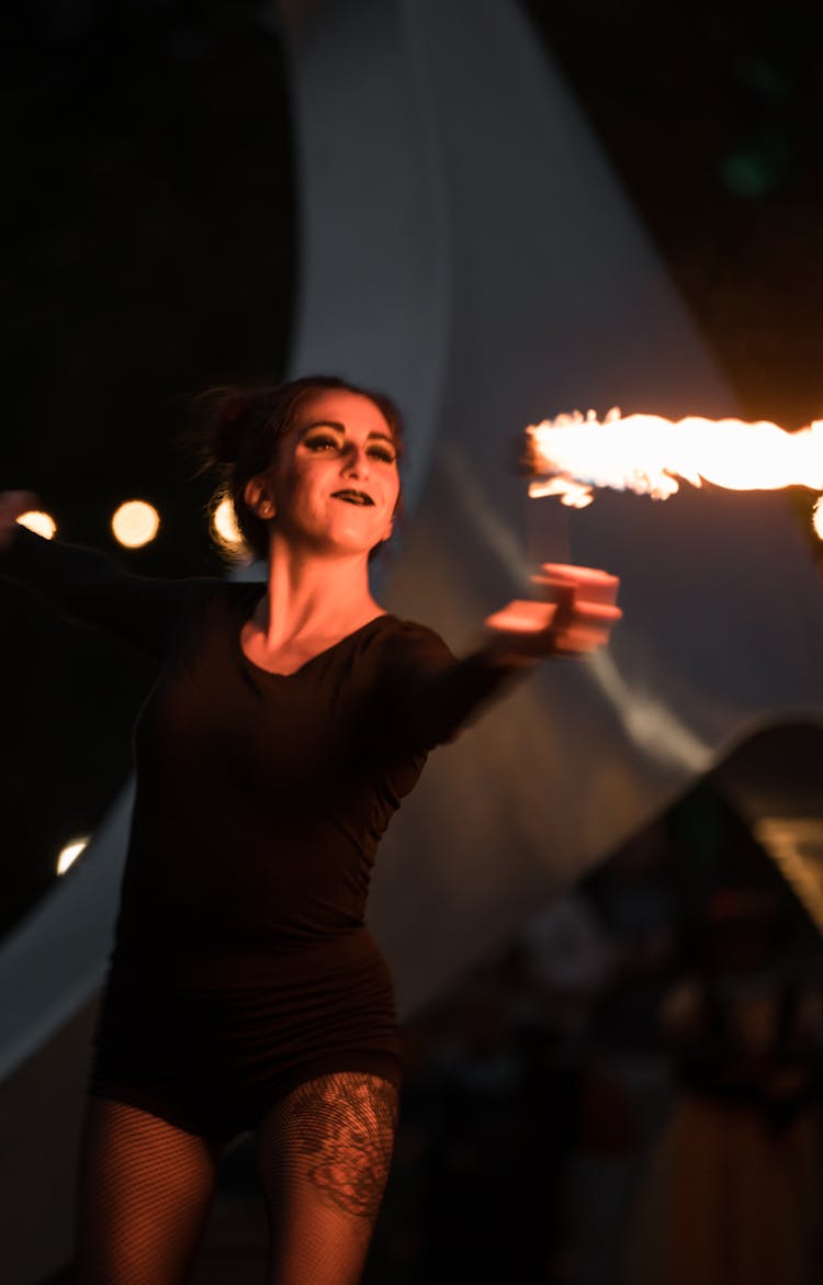 
A Woman Fire Dancing