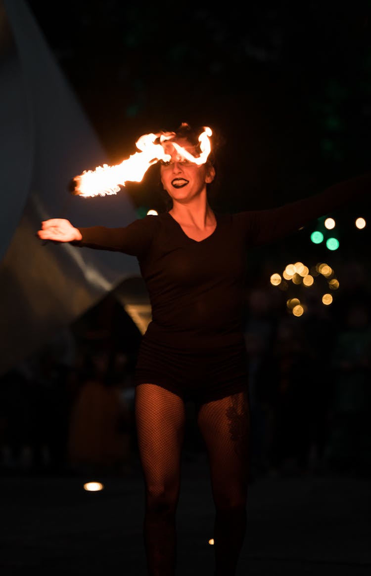 
A Woman Fire Dancing