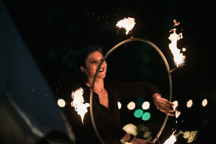 
A Woman Fire Dancing