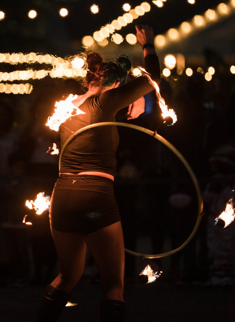 

A Woman Fire Dancing