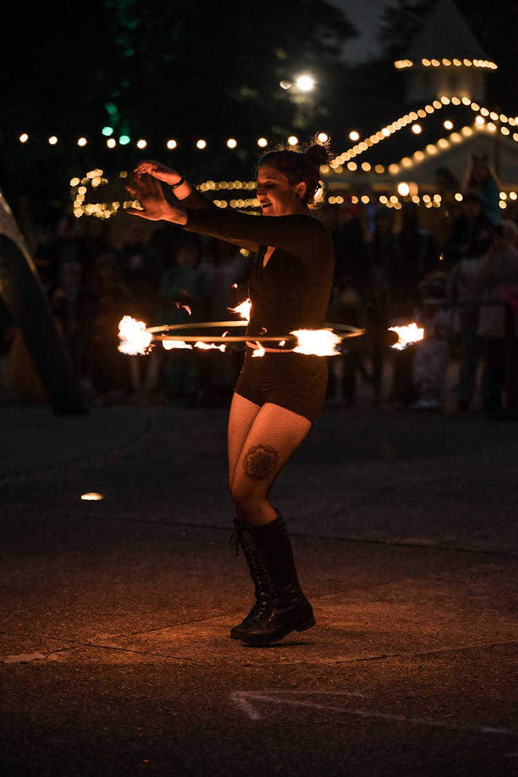 

A Woman Fire Dancing