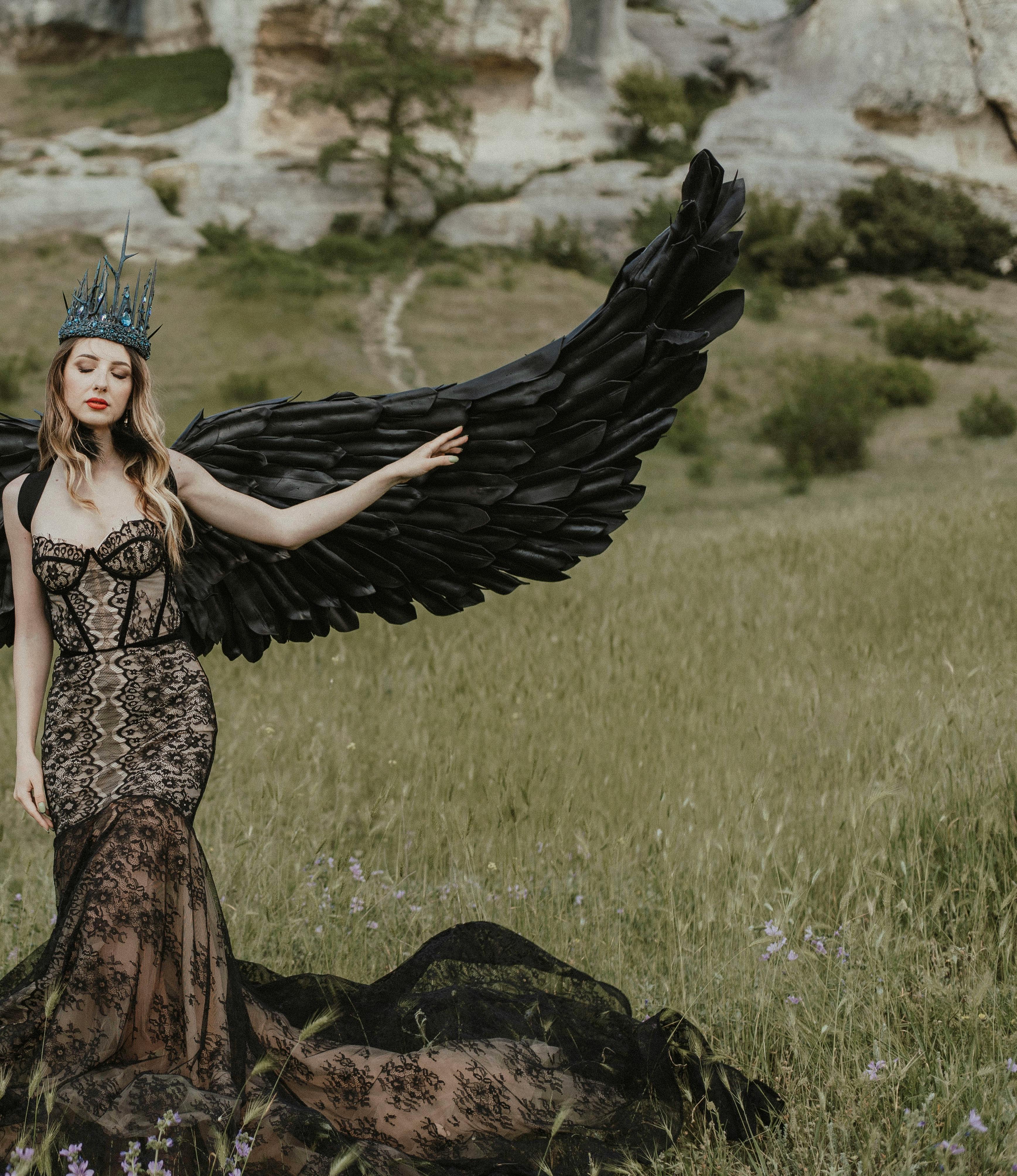 トリートユアセルフ angel wings long dress black トリートユアセルフ angel wings long dress black - メルカリ