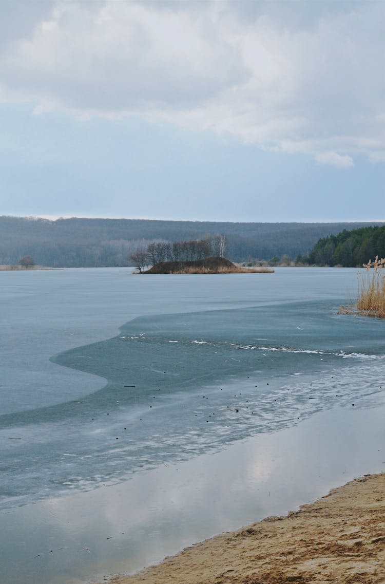 Frozen Lake In Autumn