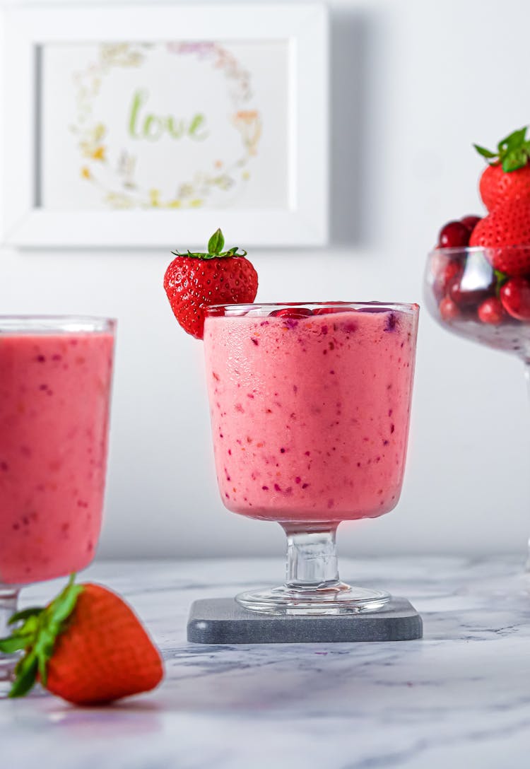 Close Up Of A Strawberry Smoothie