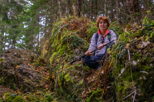 Free A Woman in a Forest Adventure Stock Photo