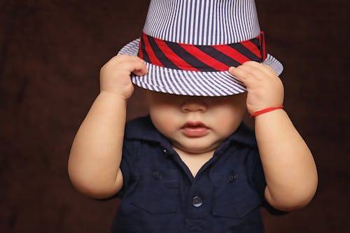 Free Black and White Stripes Fedora Hat Stock Photo