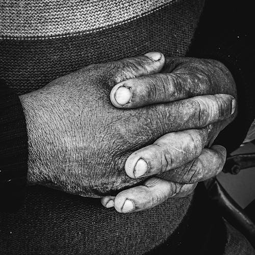 Black and White Photo of Hands