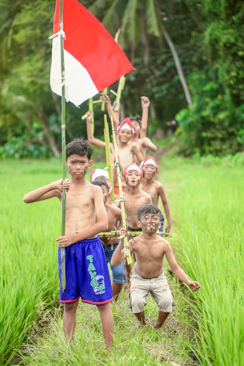 Free Children Holding Flag of India Stock Photo