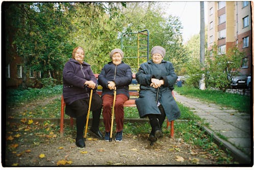 Elderly Women Sitting on Bench