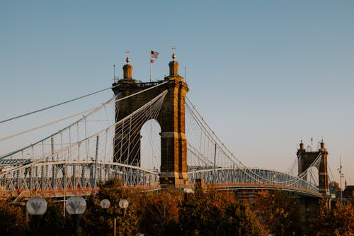 Free The Roebling Bridge in Cincinnati, Ohio Stock Photo