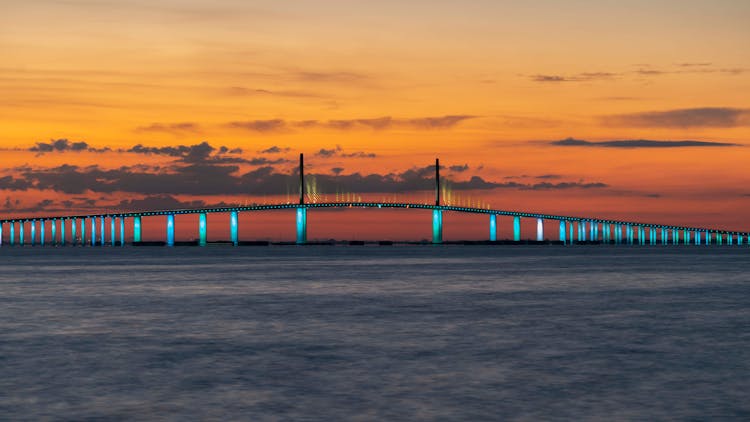 The Iconic Sunshine Skyway Bridge In St Petersburg, Florida, United States