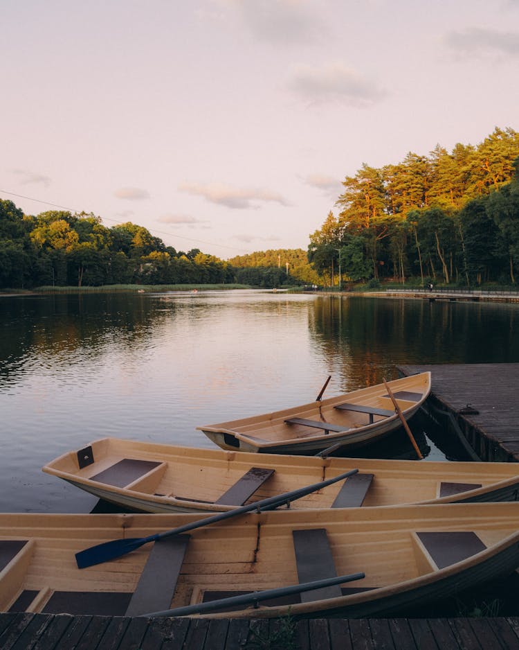 Empty Boats On Lake