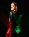 Woman Standing backside in a Studio and Lights
