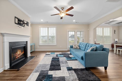 A Modern Living Room with Fireplace