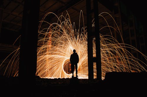 Person Silhouette on Flames