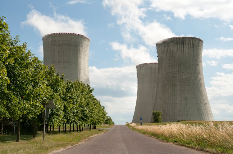 Gray Concrete Road Near The Nuclear Power Plant