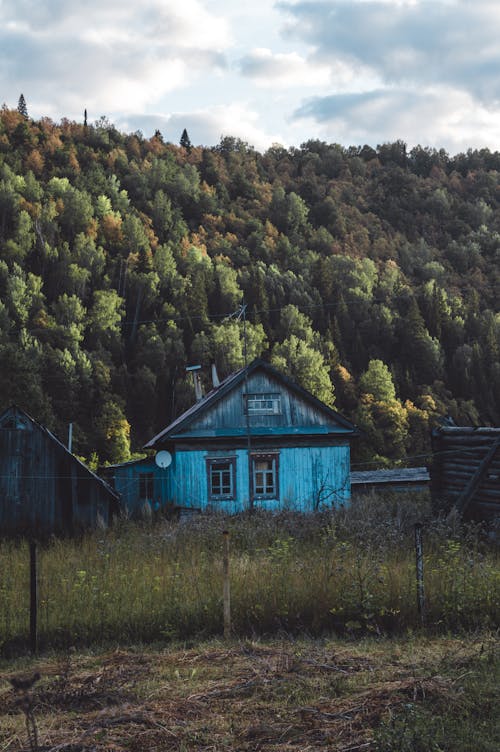 Old Blue House in Mountain Valley