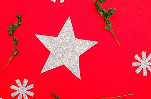 Gray Star on Red Background
