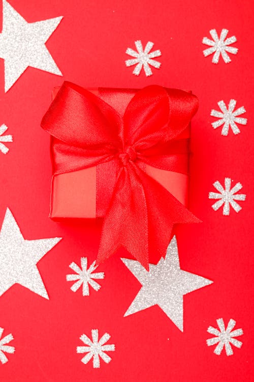 Red Gift Box on Red Background