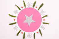 Red and White Star Print Round Decor