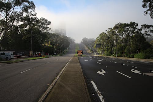 An Empty Road during a Foggy Day