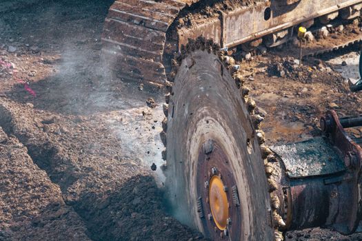 Close-up of a Rock Saw in Action
