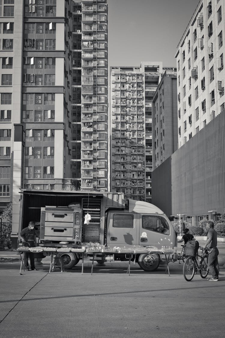 Man Selling From Truck On City Street