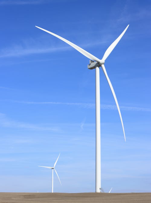 Free Wind Turbines under the Blue Sky Stock Photo